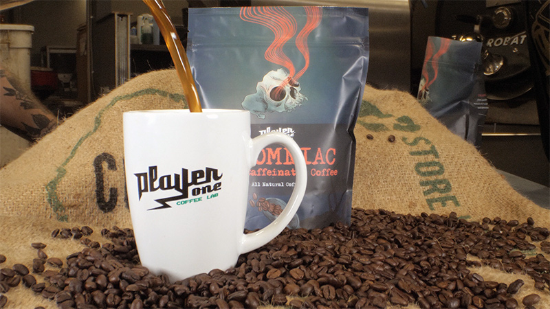 Player One Coffee Lab Logo - iRacing Team Sponsor