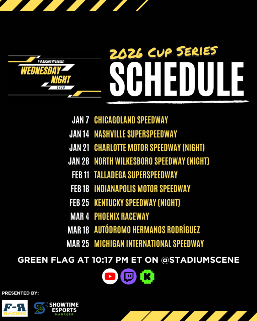 2026 Wednesday Night Dash iRacing Cup Series Schedule