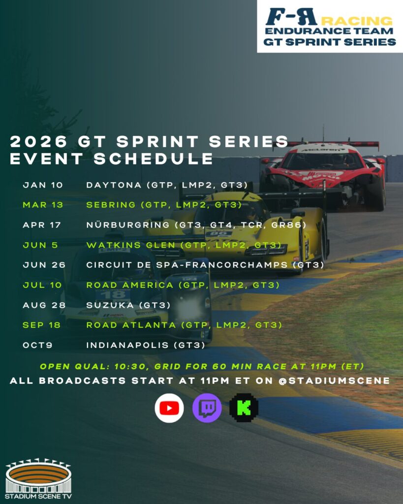 2026 F-R Racing GT Sprint Series Schedule
